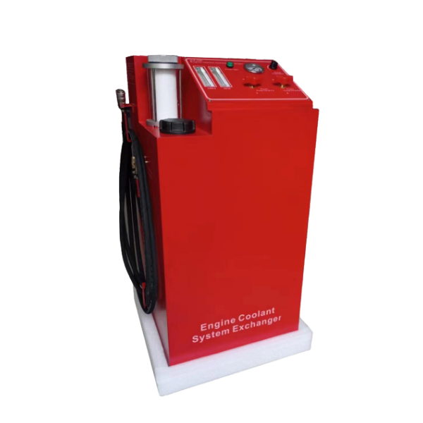 Red engine coolant system exchanger machine